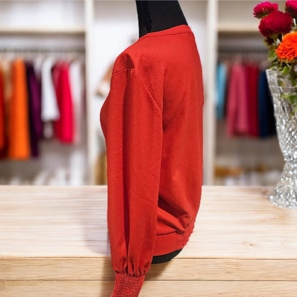 New York & Company 7th Avenue Chic Red Half-Zip Blouse - Picture 3 of 6